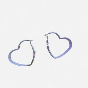 Silver Heart Hoop Earrings